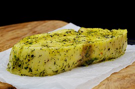 Zeewolfsteak met frisse mosterd-dille dressing