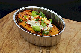 Gepofte zoete aardappel met roomkaas